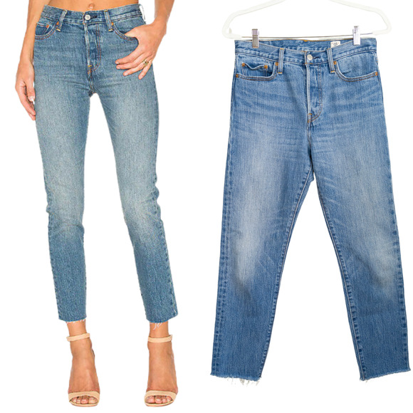 LEVI'S Wedgie Skinny Jean in Coyote Desert Raw Hem Button Fly Women's 29 - Picture 1 of 5